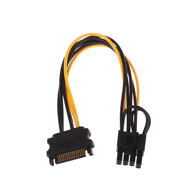 Cable de fuente de alimentación PCI-E para tarjeta gráfica, Cable SATA de 15 pines a 8 pines (6 + 2), de 20cm, 1 unidad