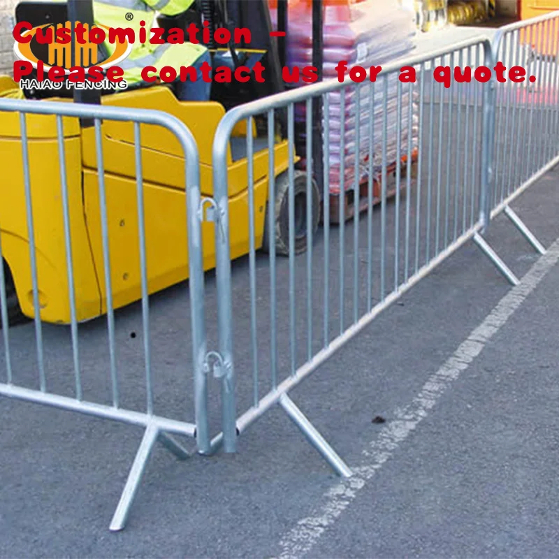 

custom.Custom Portable Safety Road Iron Barricades Fence Traffic Metal Crowd Control Barrier with Flat Feet