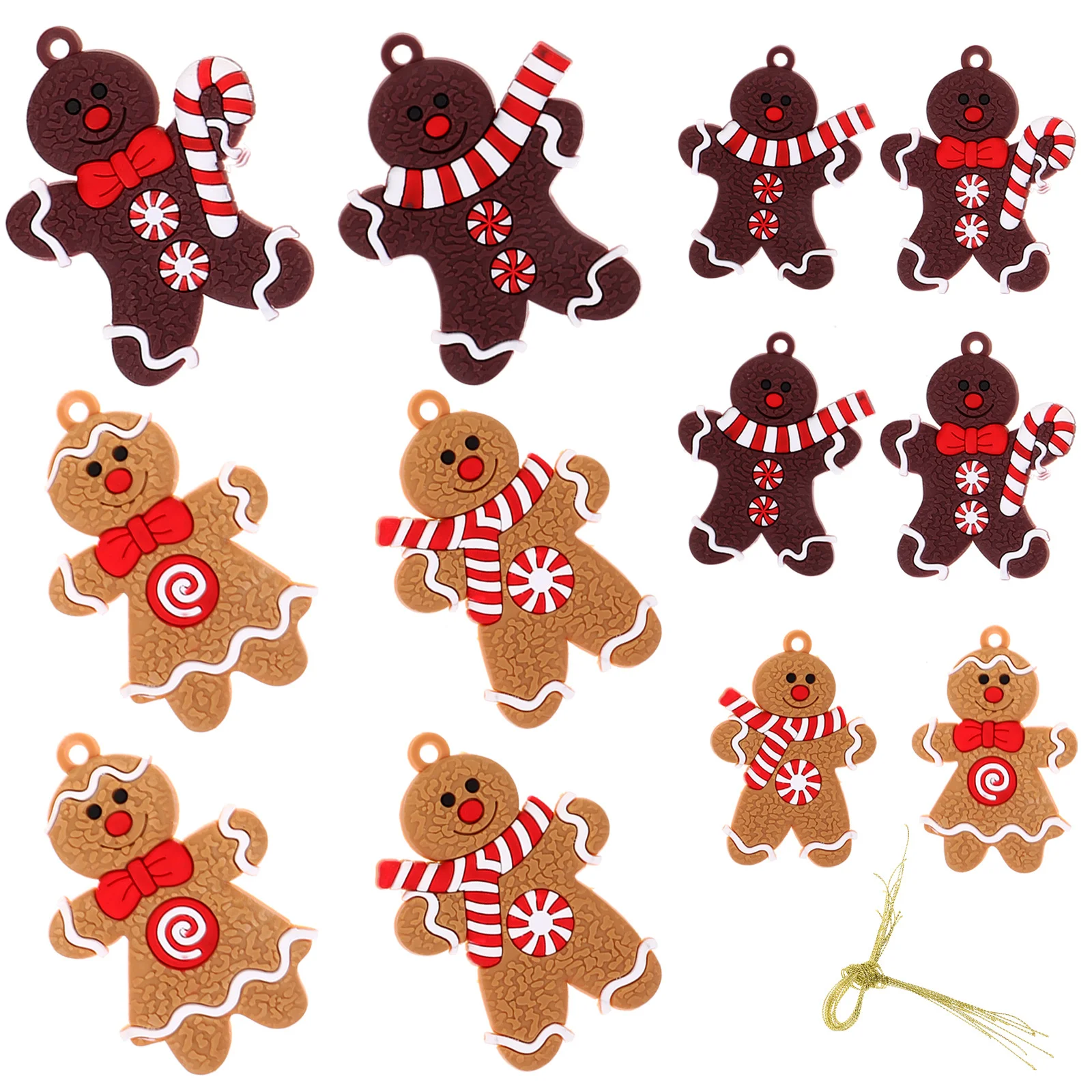 

12Pcs Gingerbread Man Pendant Christmas Hanging Decor Lightweight PVC Unique Design for Tree Fireplace Tabletop Festival