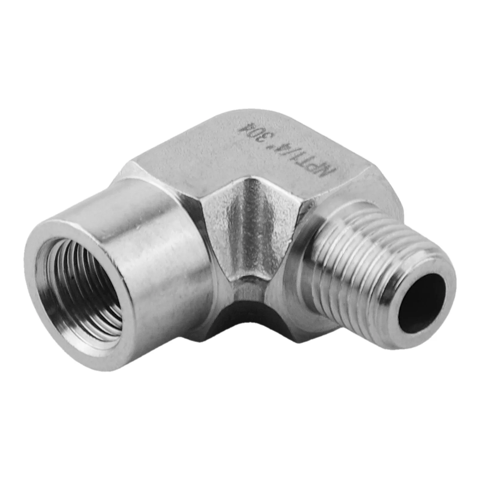 304 Stainless Steel 90 Degree Elbow Pipe Adapter Set 2 Pieces 1/4 Inch NPT Male to 1/4 Inch NPT Female for Industrial Use