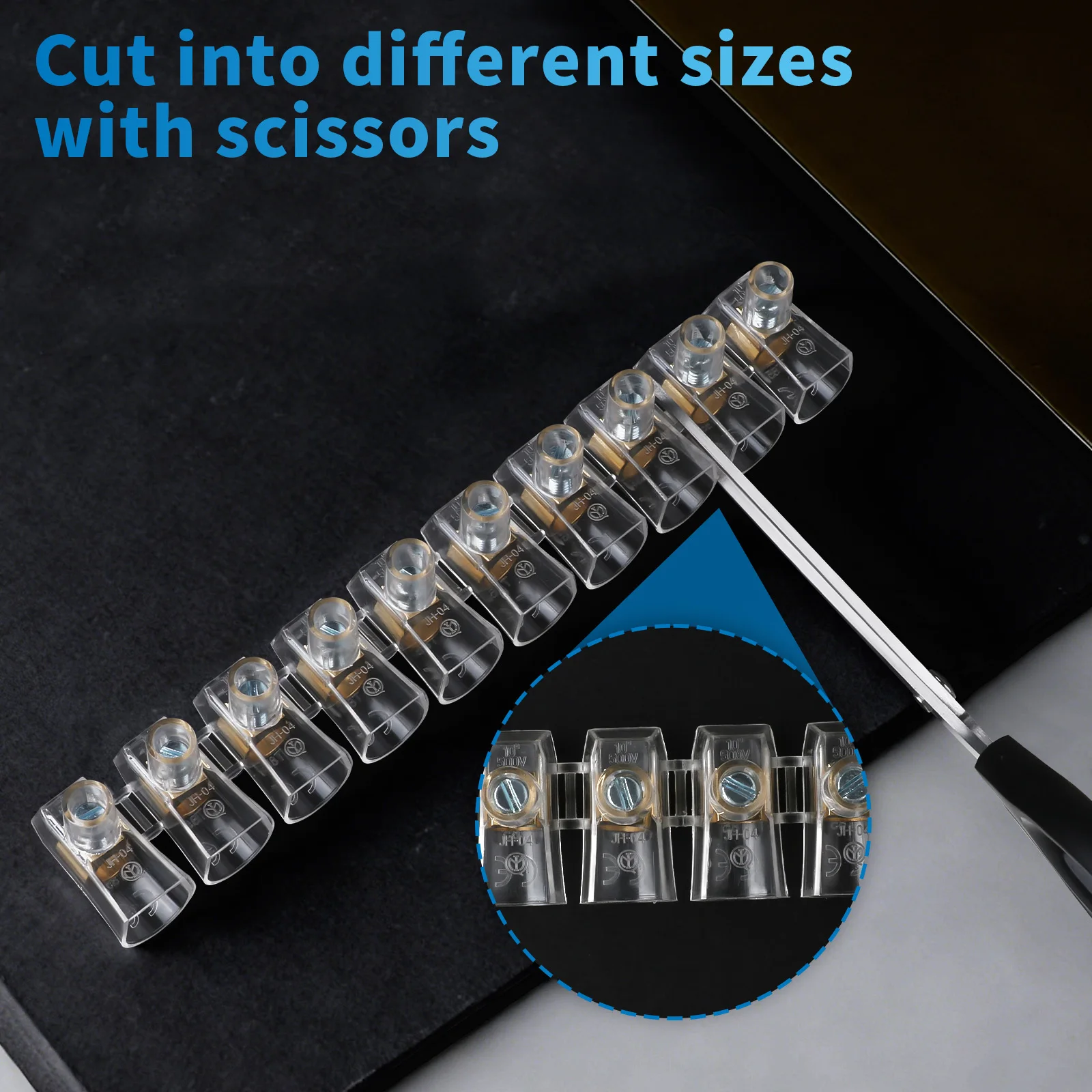 Terminal Block White Screw Terminal Connector Dual Row Electric Barrier Block 10-Position Terminal Strip, 380V,self-Extinguish