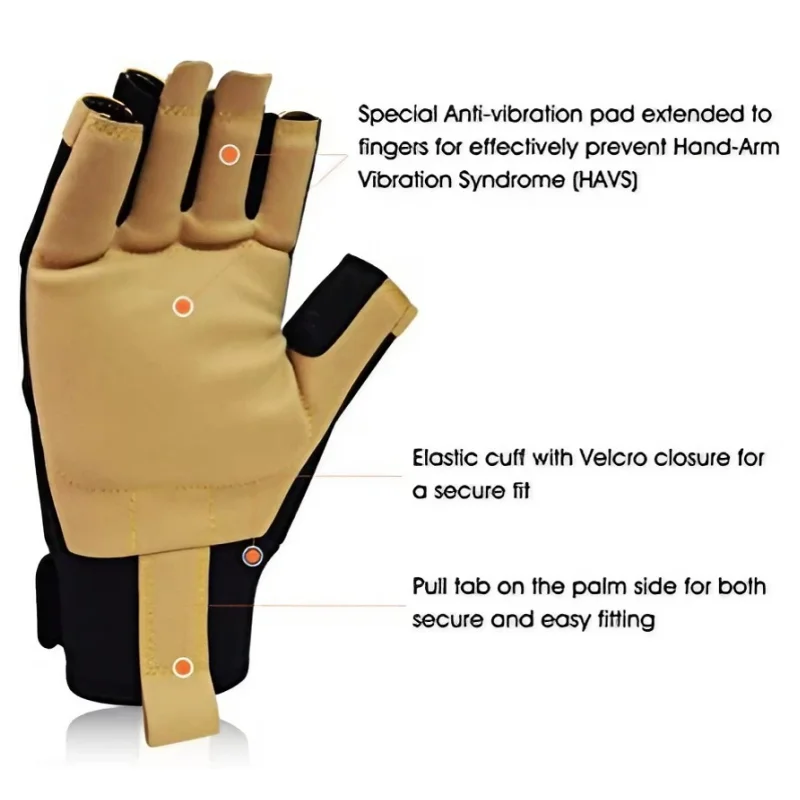 XYEHS 1 Pair Professional Half-Finger Anti-Vibration Gloves Safety Mechanic Work Gloves Breathable Shockproof HAVS Prevention