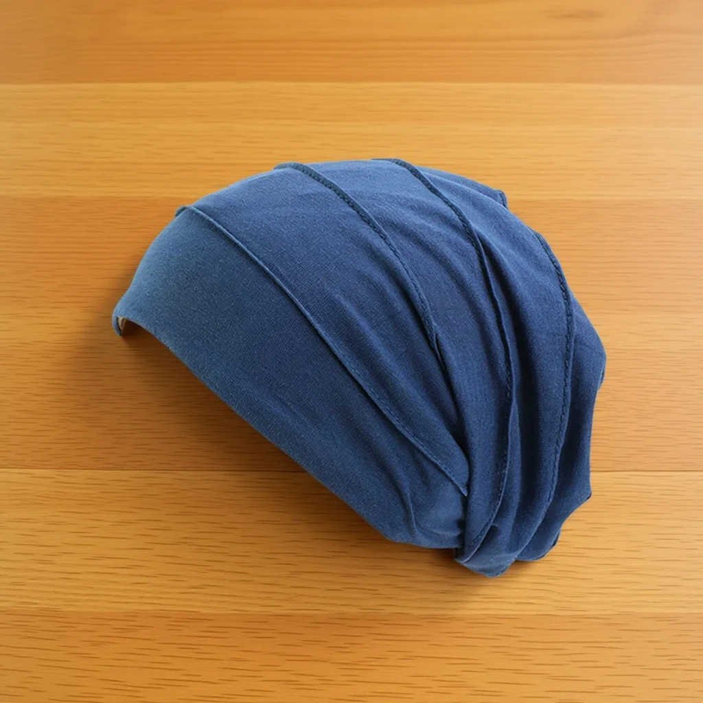 

1Pcs Women's Sleeping Cap Dark Blue Double Layer Night Hat for Hair Protection during Sleep Anti-Mash Elastic Fit Makeup Face