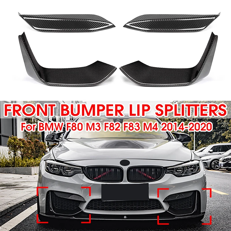 

MP Style Dry Carbon Fiber Front Bumper Lips Corner Splitters Fog Lamp Canards Covers Trim For BMW F80 M3 F82 F83 M4 2014-2020