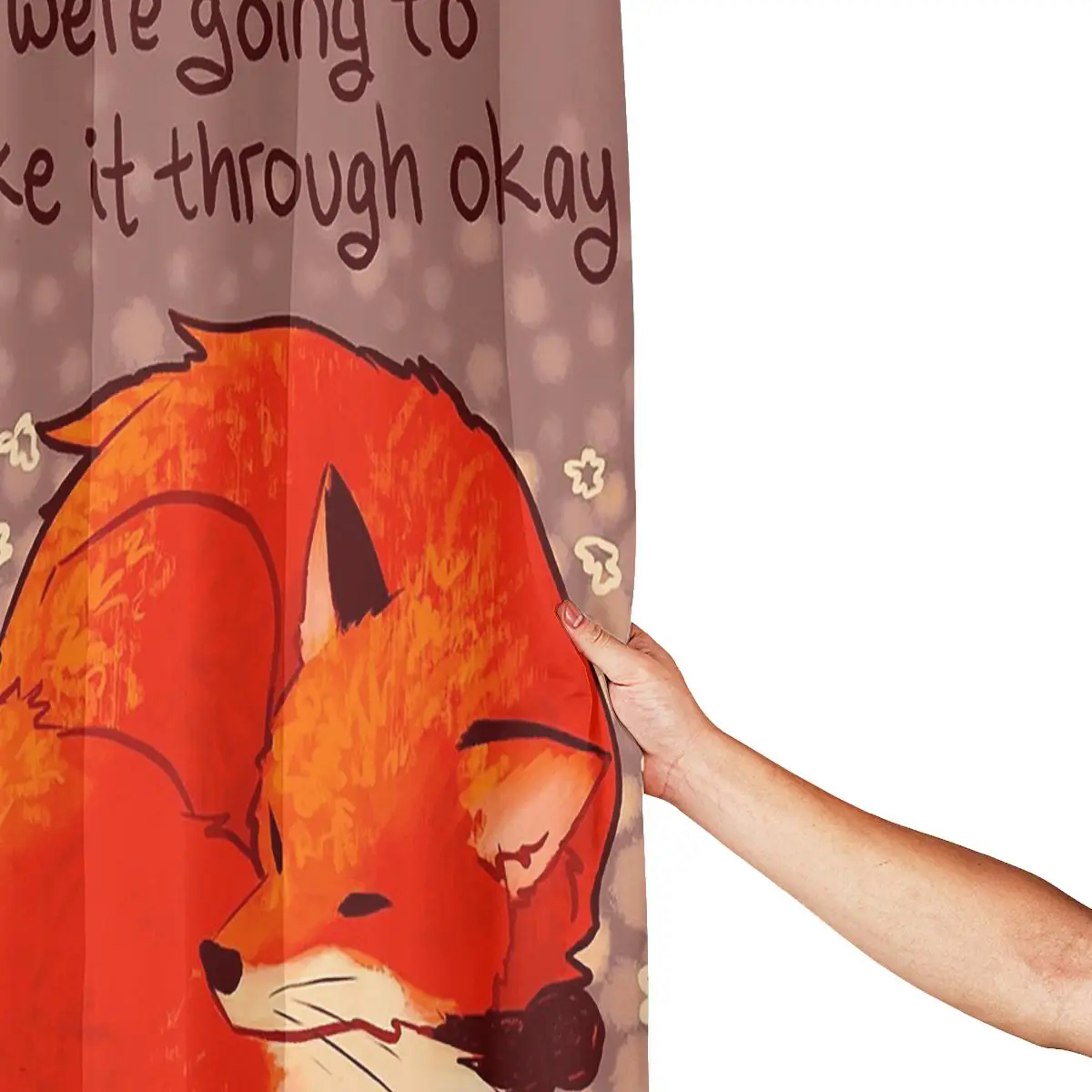 We're Going To Make It Through Okay Sleeping Flower Fox Shower Curtain Bathroom Polyester Waterproof Bath Curtains with Hooks