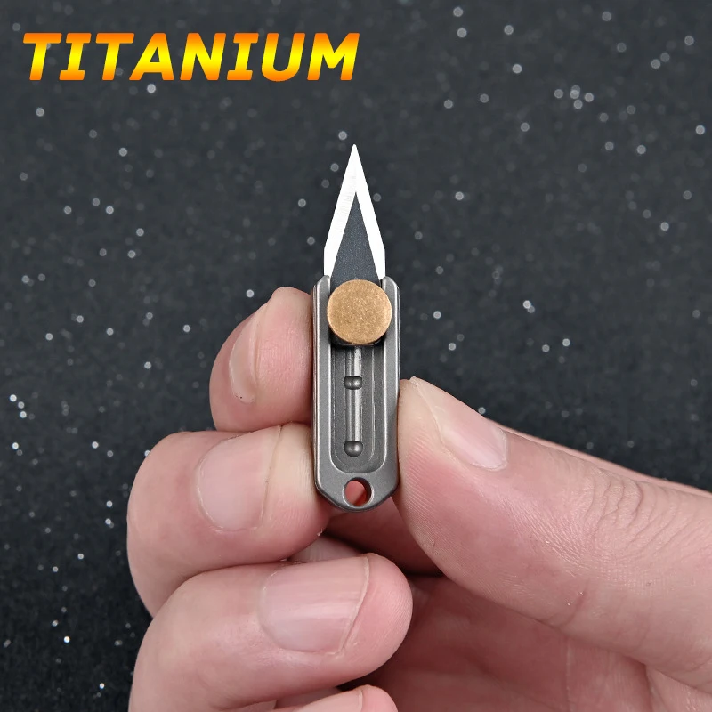 Mini Folding Knife High Hardness D2 Steel Titanium Alloy Sharp Knife With Keychain Pendant Disassembly Express Open Box EDC Tool