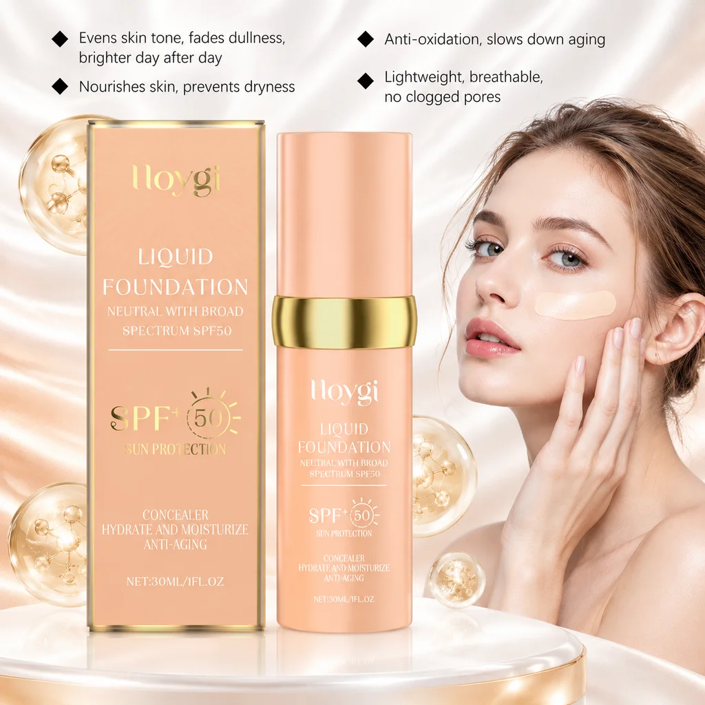 Temperature Change Liquid Foundation High Coverage Makeup Base Moisturizing Hide Lines Long Wearing Waterproof Cosmetics Makeup