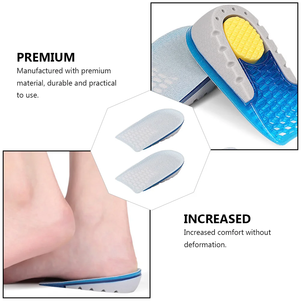 1 زوج الارتفاع زيادة نعل غير مرئية مستقرة سيليكون للصدمات تنفس ذاتية اللصق مريحة نصف وسادة #3