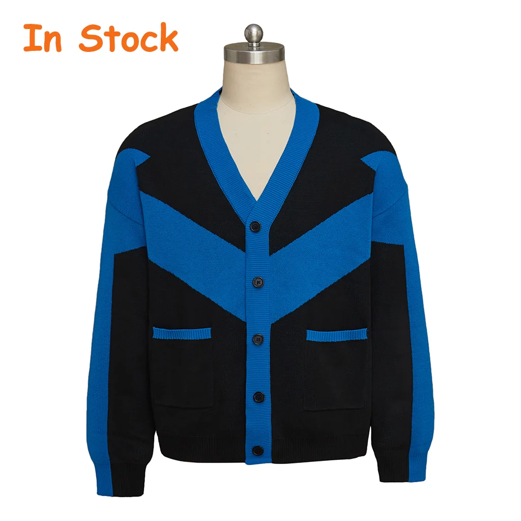 В наличии свитер для косплея Nightwing, теплый свитер Nightwing, толстовки, куртка, теплое вязаное пальто, пальто на Хэллоуин