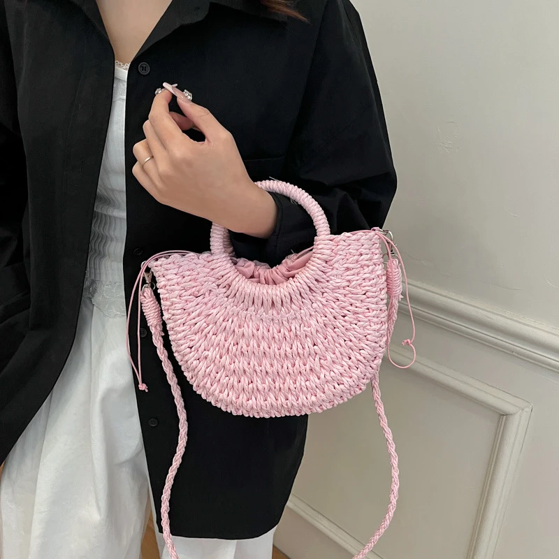Bohemian Style Straw Handbag High Quality Multi-functional Shopping Bag Suitable For Travel and Vacation image 2