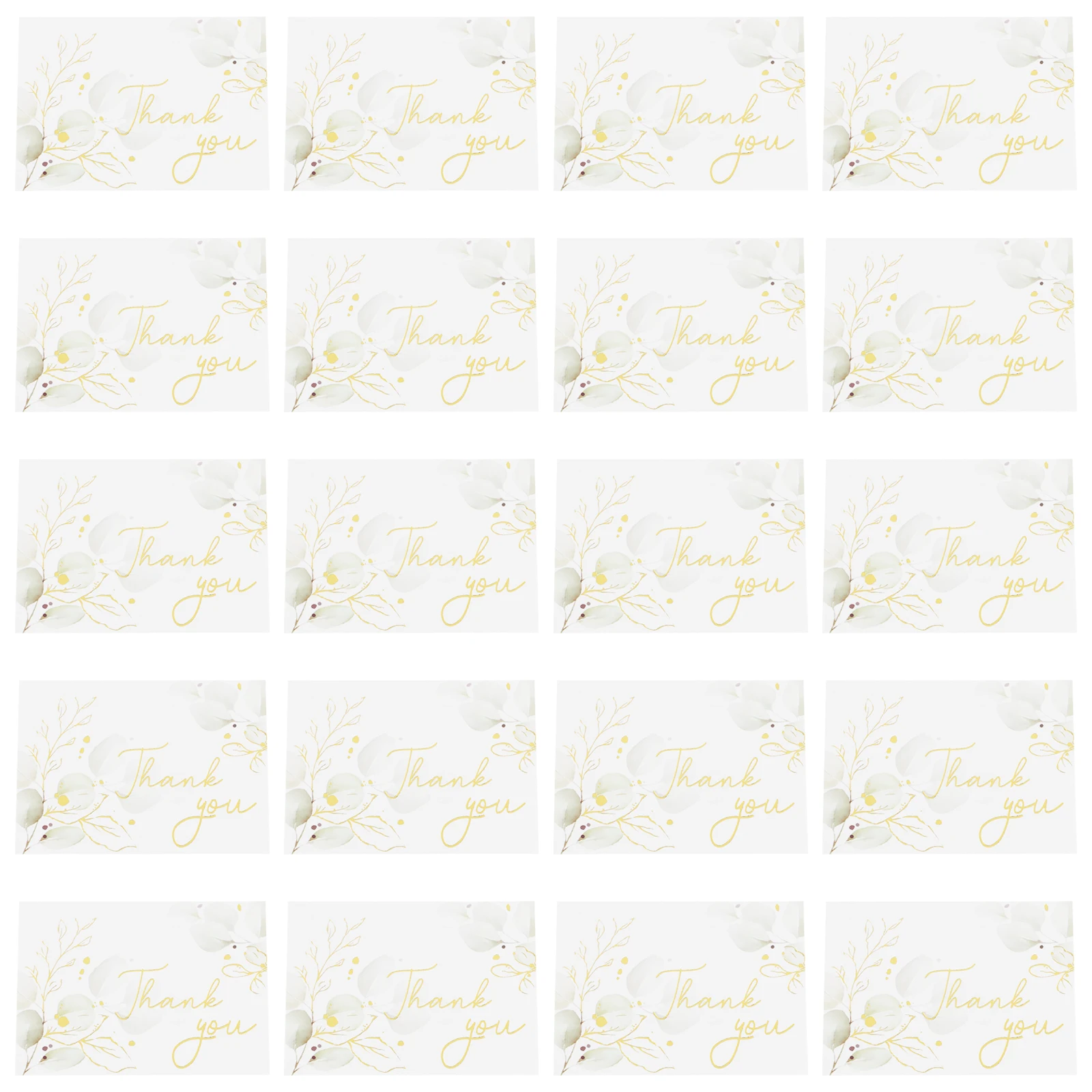 

50pcs Greeting Cards Elegant Watercolor Floral Golden Foil Holiday Thank You Notes Blank Mini Business Birthday Valentines New