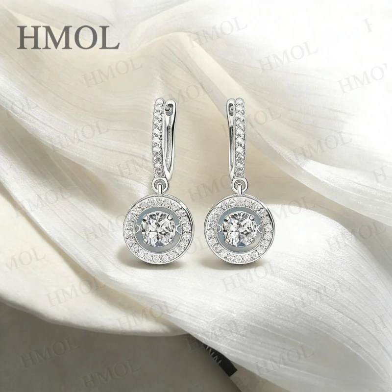 

Динамические серьги с муассанитом, круглые 1-2 карата, стерлинговое серебро 925 пробы, цвет D, с GRA, серьги с полным камнем, аксессуары для вечеринок