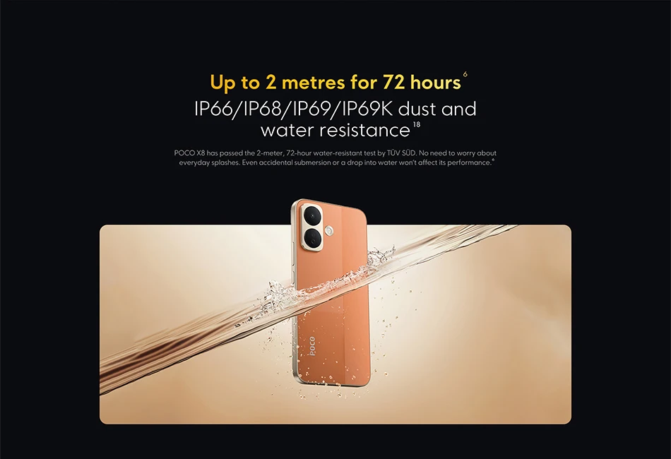 Global Version POCO X8 Snapdragon® 6s Gen 4 Smartphone NFC 50MP main camera 8340mAh 6.83" AMOLED display 67W HyperCharge