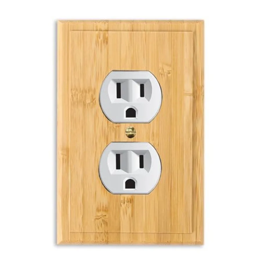Bamboo Solid Wood Double Hole Light Switch Cover