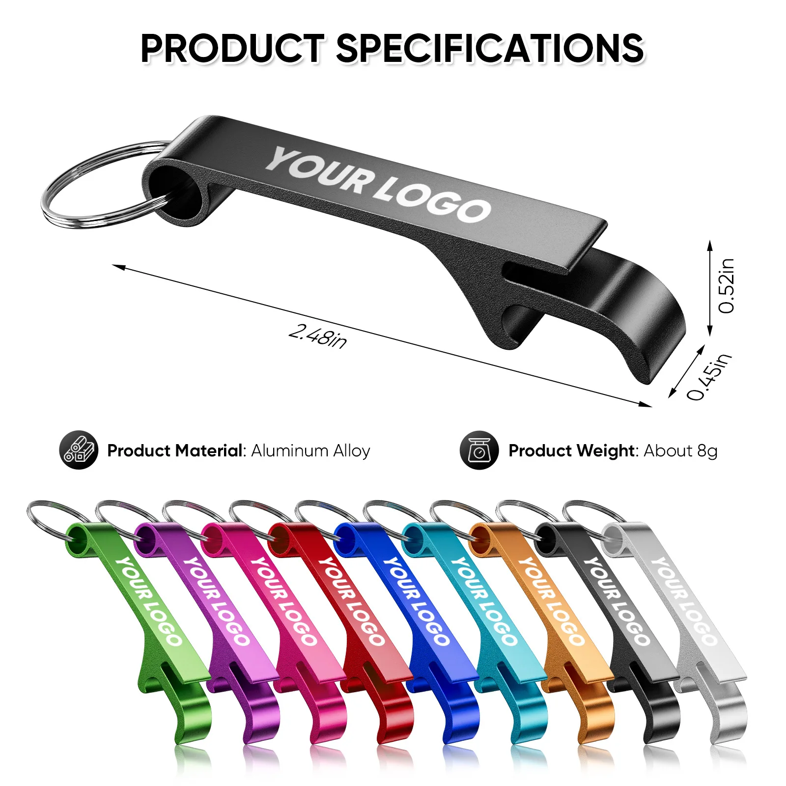 100pcs Custom Engraved Logo/Text Bottle Opener Keychain Gifts Bulk, Personalized Bottle Opener Party Wedding Favor