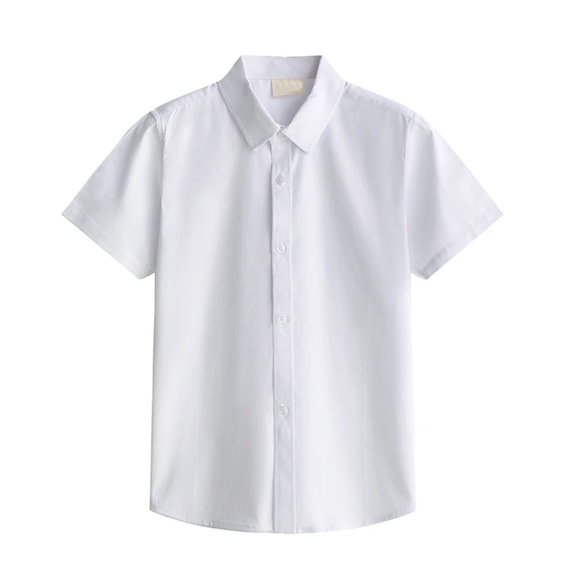 Children's White Shirt Boys' Short Sleeves Middle School Student Blue Tops Summer Performance Graduation Primary School Uniforms
