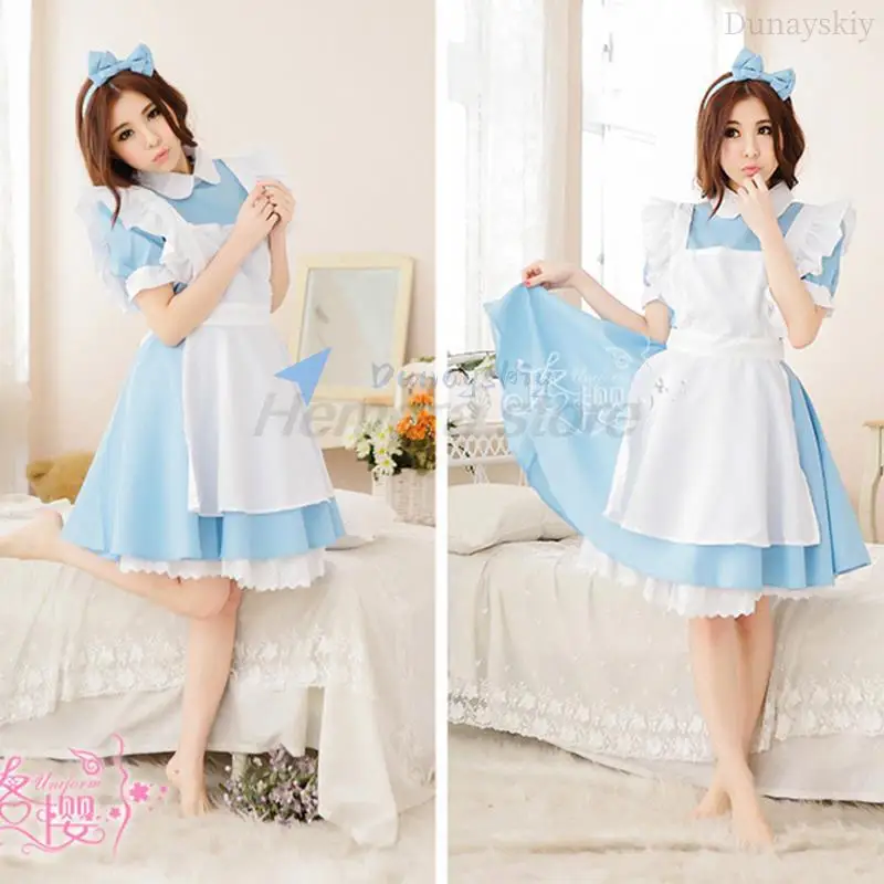 Cosplay Costume Lolita Dress Maid Apron Fantasia Carnival Halloween Costumes for Women Masquerade Party Alice In Wonderland