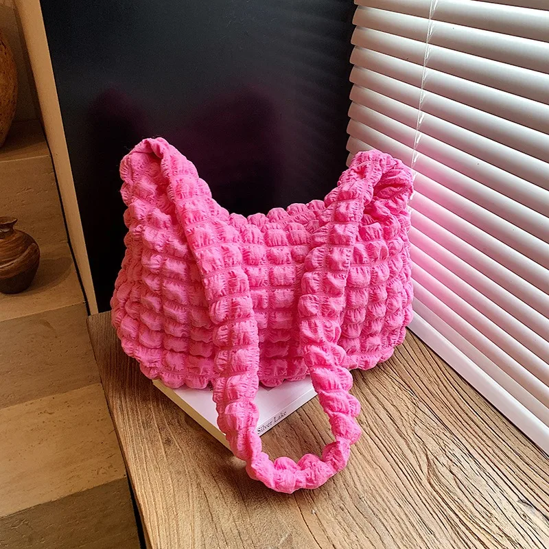 

Pleated Embroidered Crossbody Solid Color Bubbles Cloud Shoulder Bags Large Tote Bucket Designer Bag Underarm Bags for Women