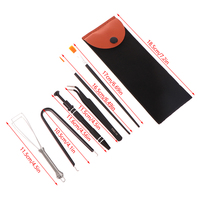 1Set Keyboard Cleaning Tool Kit Metal Keycap Puller Stem Holder Switch Puller Lubrication Pen Lube Brush w/Storage Bag
