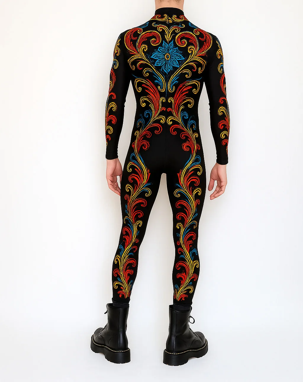 Bunter Kunstdruck Herren Feiertags-Party-Jumpsuit Erwachsenen Bühnen-Performance-Bodysuit Halloween Cosplay Karneval Radsport Zentai – Detail 13