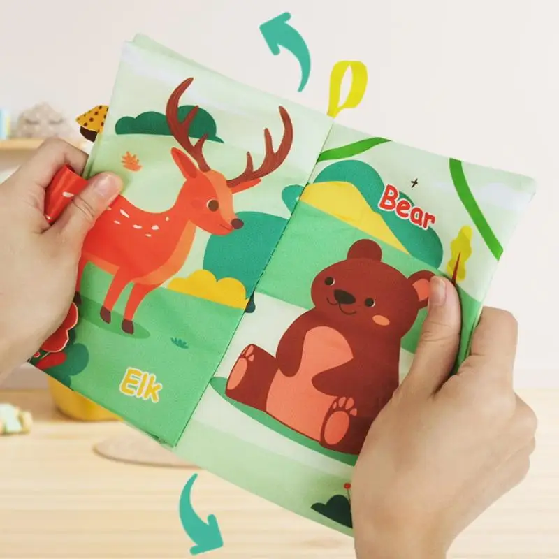 1 pz animali del fumetto coda educativa annodata libro di stoffa di carta giocattoli illuminazione libro di stoffa per bambini giocattolo 0-12 mesi regali