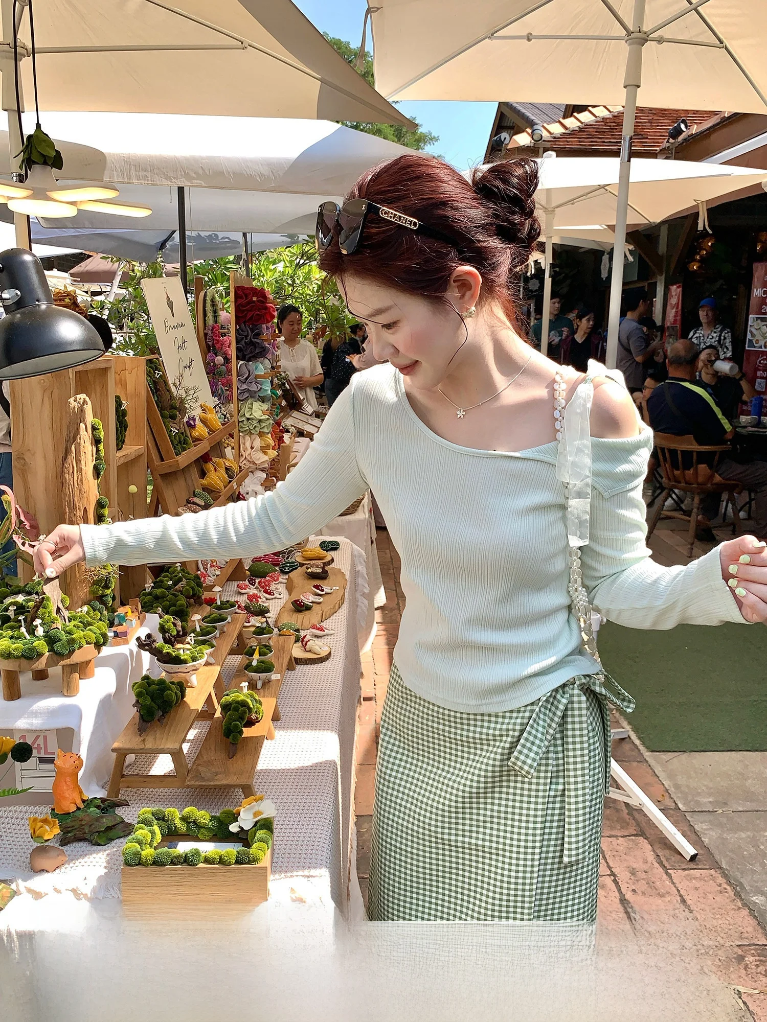 

Avocado Milk een Knitted Long Sve Women's T-irt Slim Fit Gentle Sle Korean Version oulder Bared Top Cotton Knitwear