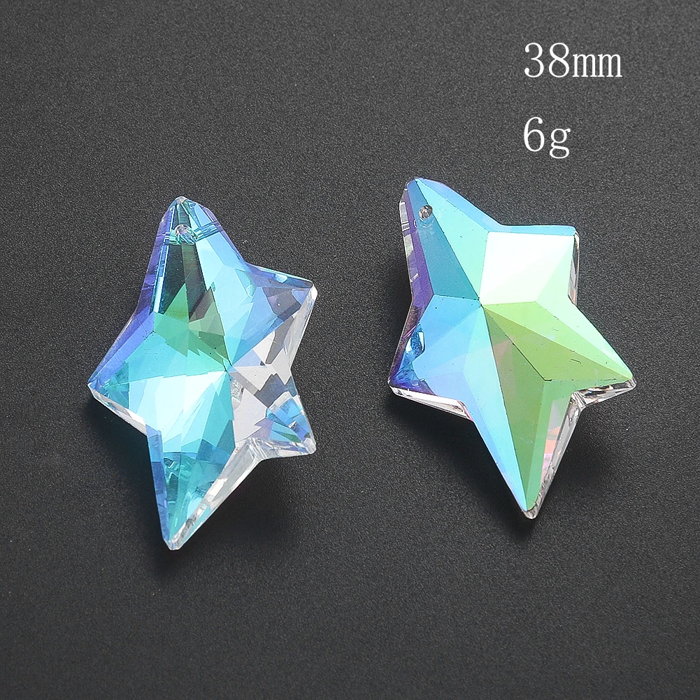 38/50MM Laser Faceted Prism Glass Neptune Starfish Star AB Color Crystal Pendant Pentagram Rainbow Sun Catcher Chandelier Dangle