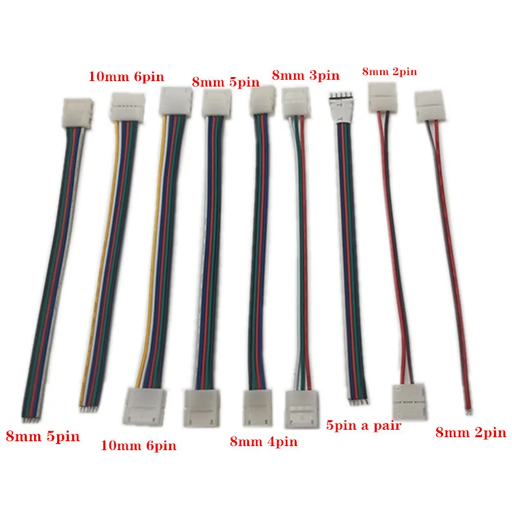 2pin 3pin 4pin 5pin 6pin LED Connector Solderless Adapter For 3528 5050 RGB RGBW RGBCCT LED Strip