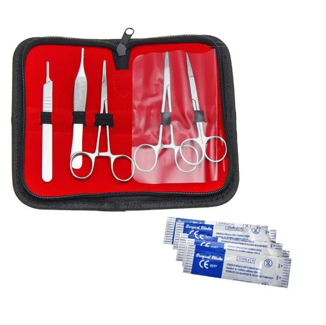 

Набор хирургических швейных инструментов. Практический набор, Набор для обучения швов ран, Ручка ножа, Ножницы, Лезвие, Набор из 6 предметов B