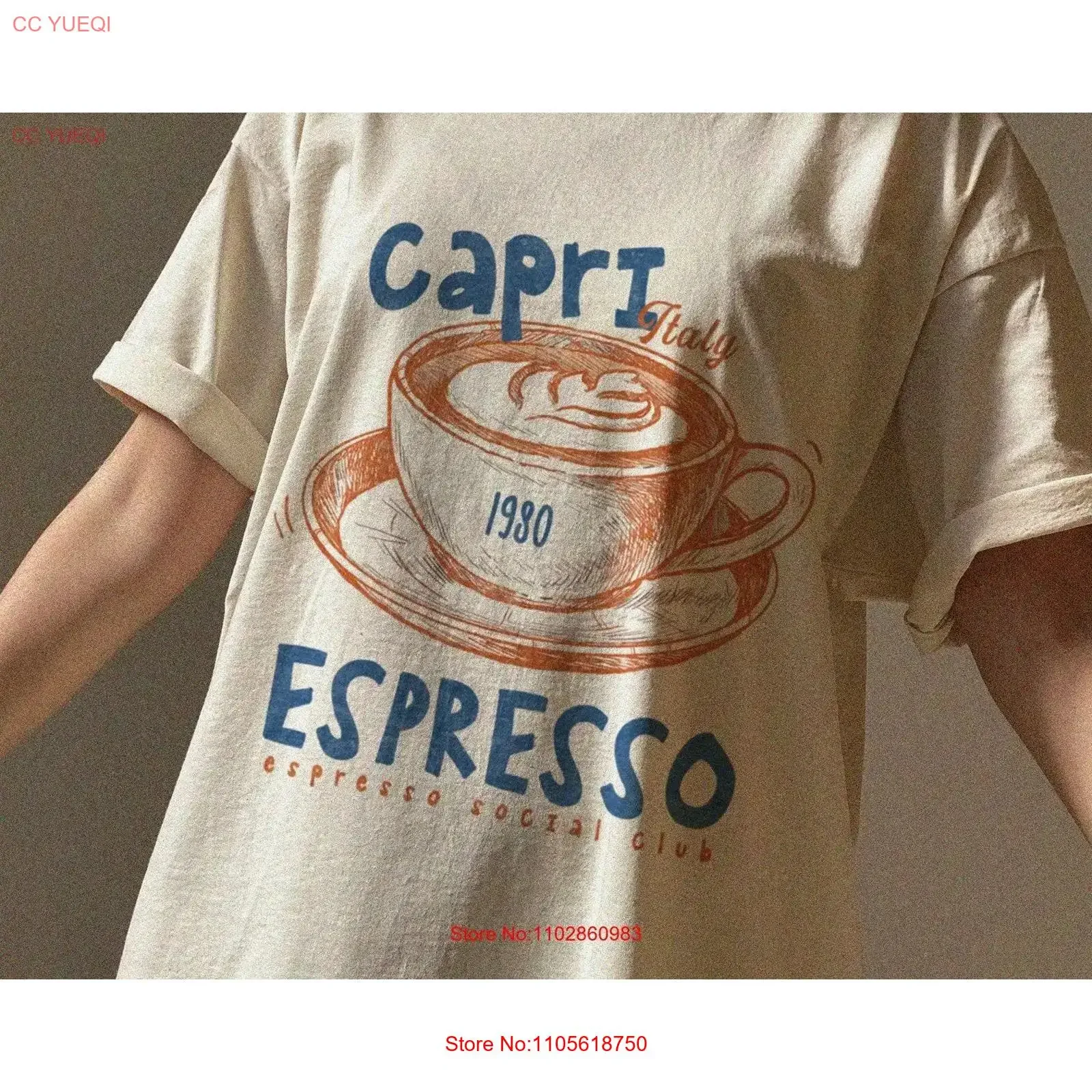 Capri Italy Espresso Social Club 1980 T Shirt Italian Cafe Style Vintage Retro Coffee Design vintage Washed