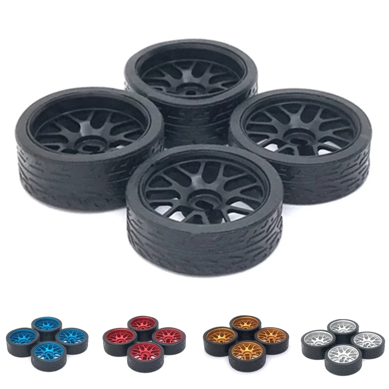 4pcs 26mm Racing Tire Tyre Metal Wheel Rim for Wltoys 284131 K969 K979 K989 P929 Kyosho Mini-Z 1/28 RC Car Upgrades Parts