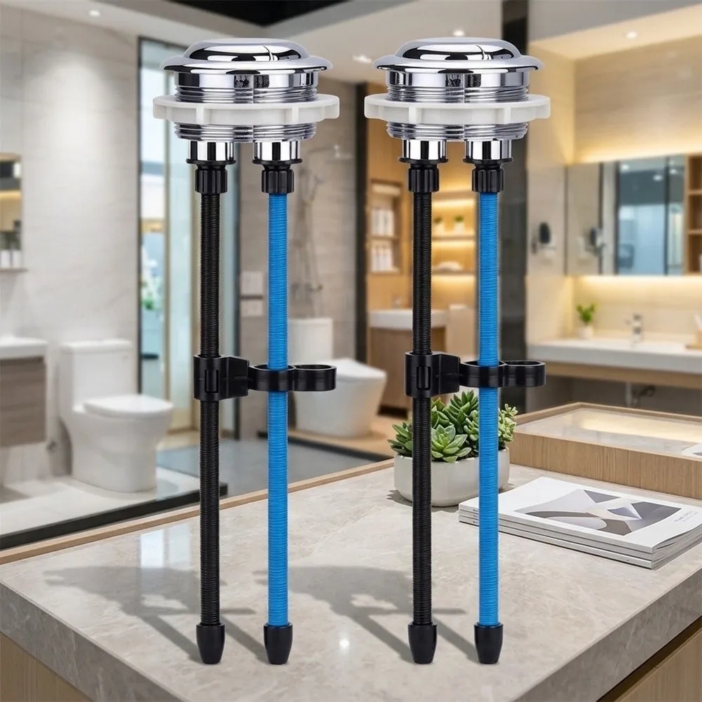 Round Dual Flush Toilet Tank Button Set 2Pcs ABS Construction for Partial and Full Flush Functionality Replacement