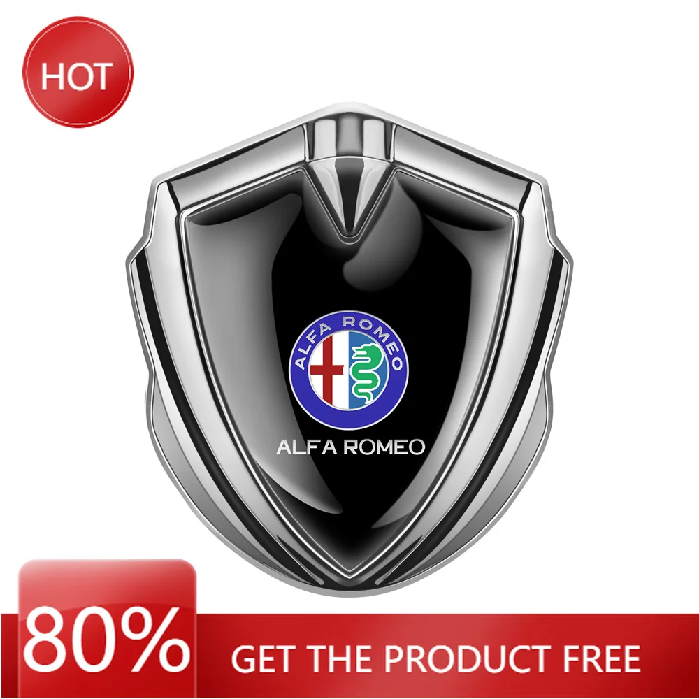 

Hub Caps 1PC 3D Metal Shield Emblem Badge Logo Car Side Fender Sticker For Alfa Romeo 147 GT Sportiva 159 156 Auto Decoration Ac