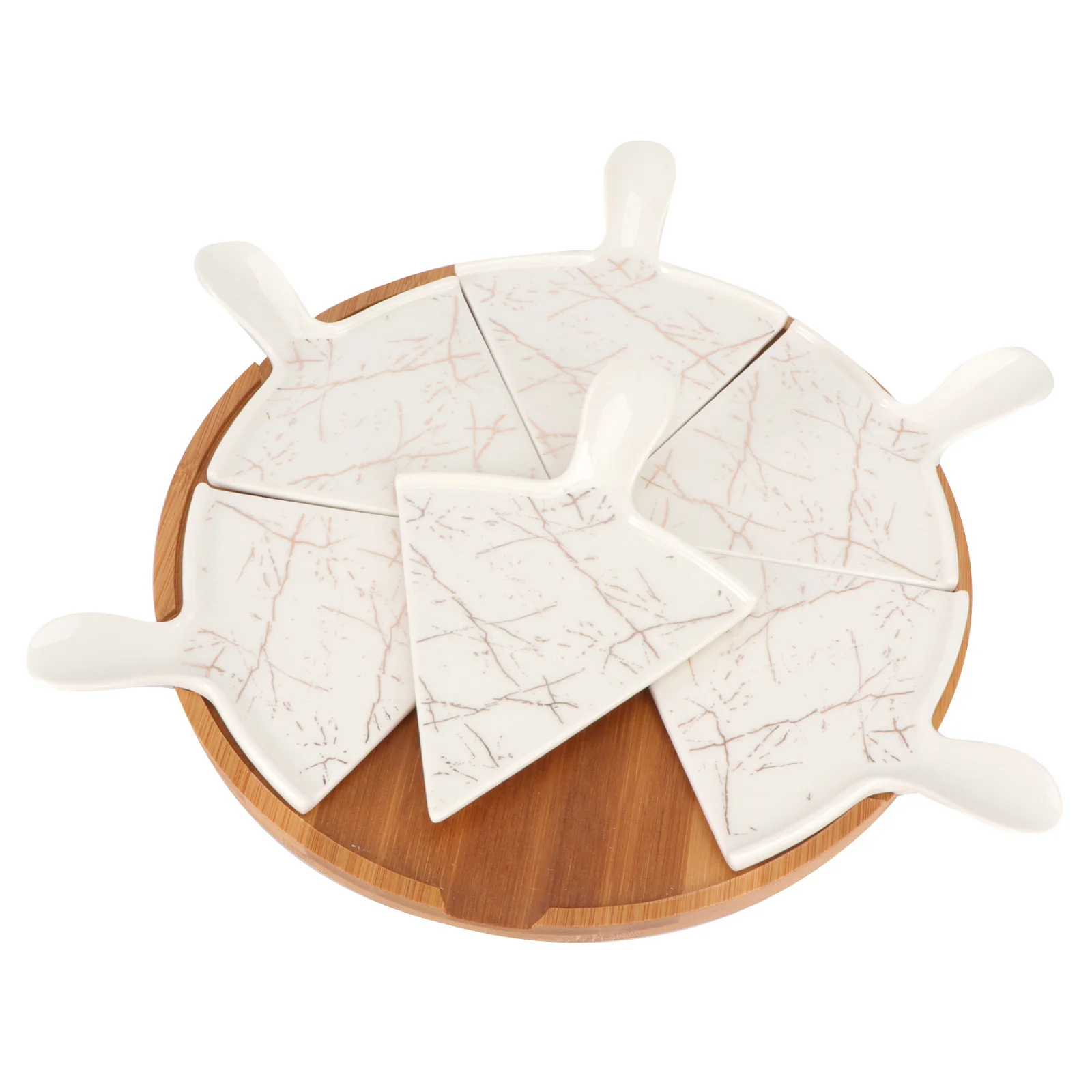 

Triangle Pizza Plate Set 10 Inch Bamboo Ceramic Dessert Tray For Cake Fruit Salad Serving Afternoon Tea Party Wedding