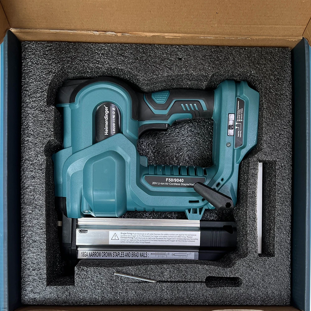 Heimerdinger Cordless Nail Gun,18GA 2 in 1 Nailer/Stapler Gun Compatible with Makita Battery, 2 Mode with 500 Staples, 500 Nails