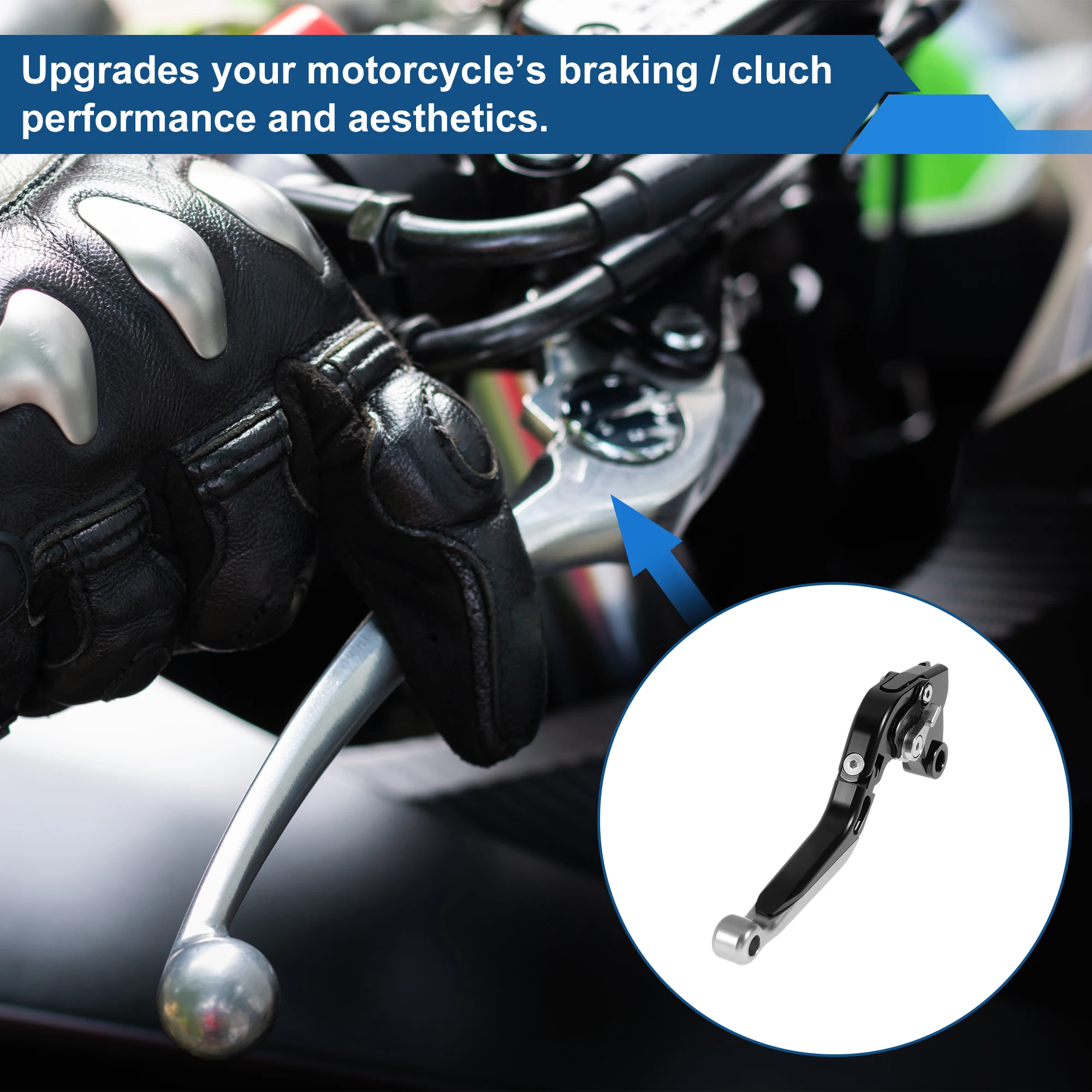 Motoforti Adjustable Short Long Brake Clutch Levers for Kawasaki ZZR600 Black Silver Tone view 3
