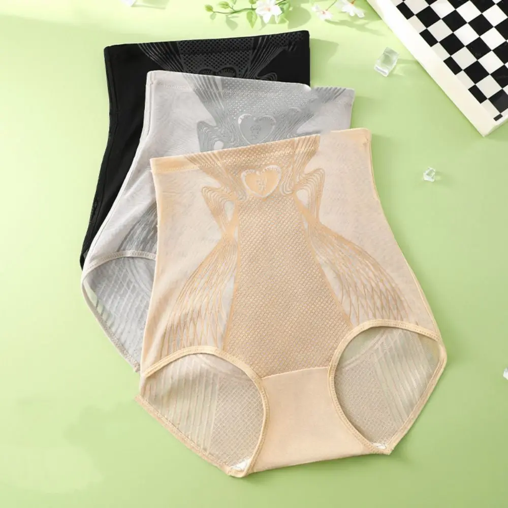 

High Waist Postpartum Body Shaper Mesh Transparent Panties Butt Lifter Briefs Waist Trainer Shapewear Seamless Underpants Lady