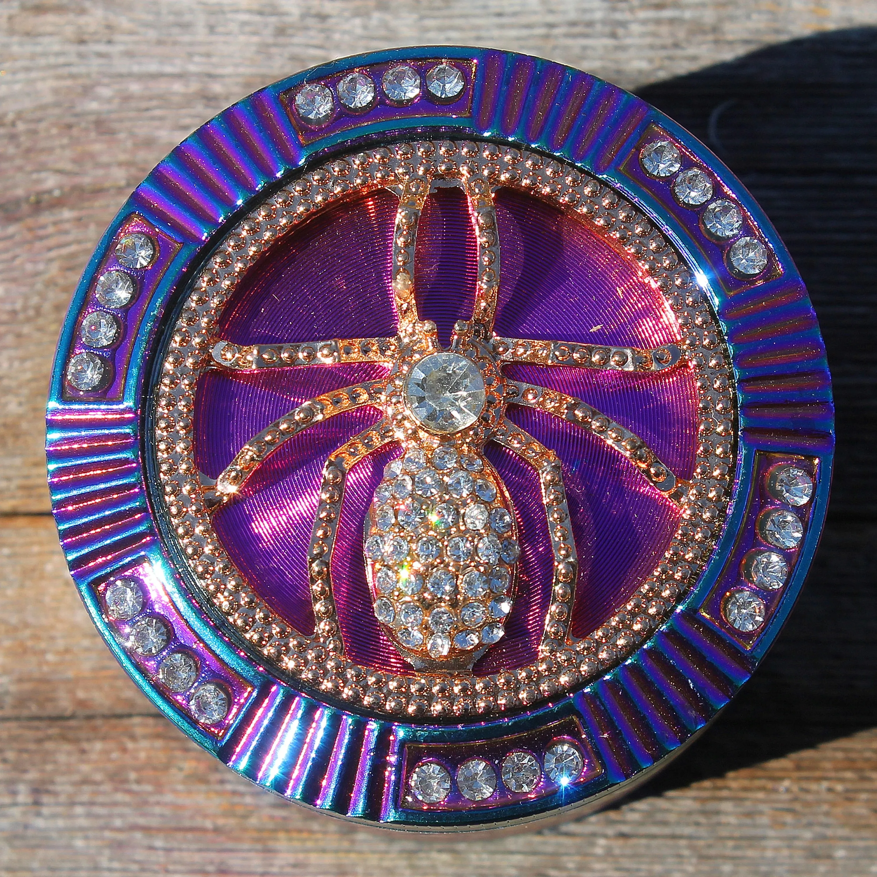 2.5 "64 مللي متر سبائك الزنك طاحونة الضفدع الجمجمة العنكبوت المغناطيسي الثقيلة كبيرة 4 قوس قزح حجر الراين الماس بلينغ طاحونة #5