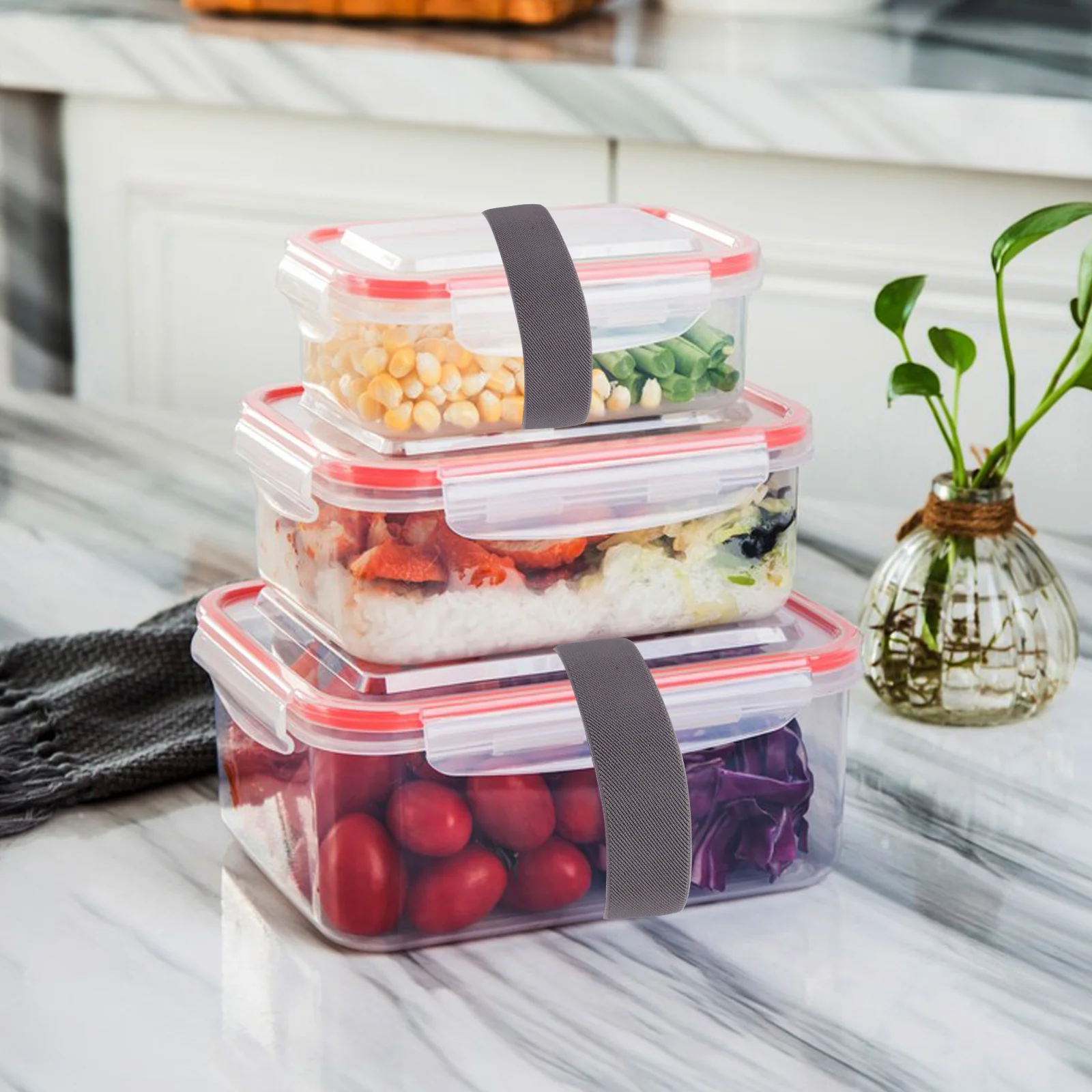 

4pcs Straps Elastic Bands For Lunch Box Stretchable Reusable Fixing Bands Portable Lightweight Sealing Belt Carrying