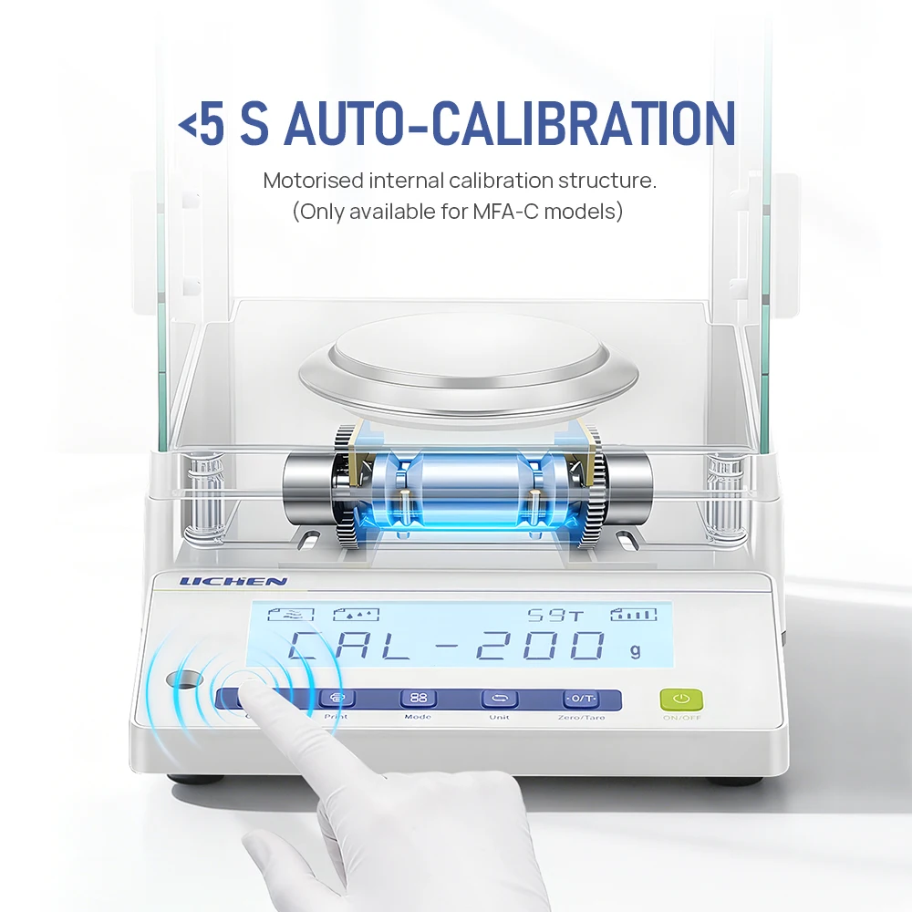 Electronic Analysis Balance 0.0001g-0.01g Accuracy 120-10kg Capacity, Internal/External Calibration RS232 + USB