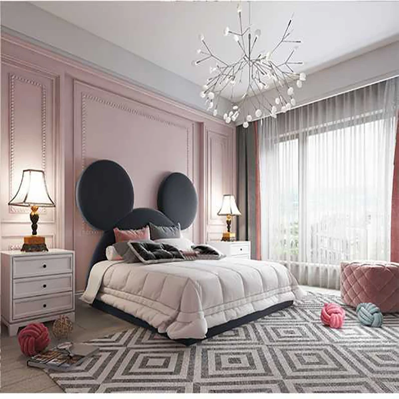 1.5m Child Bed American Style Modern Simple Ins Creative Mickey Mouse Girl Princess Bedroom Home Furniture