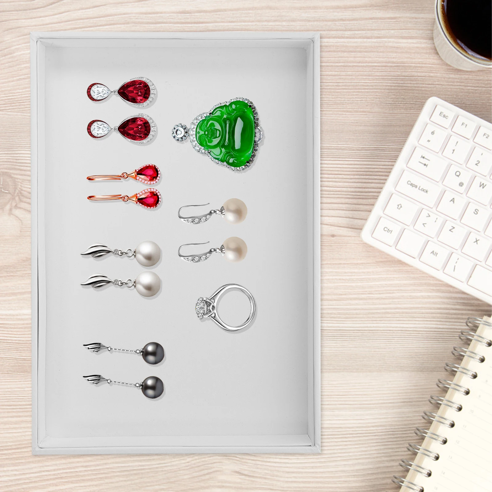 

Jewelry Display Tray Organizer Ring Storage Earring Bracelet Necklace Holder Drawer Compartment Case For Home Store Gift