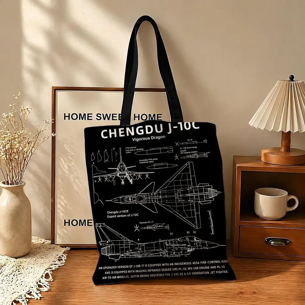 Vintage Airplane Graphic  Storage Bags Tote Storage Bags Multifunctional for School Shopping Travel and Work