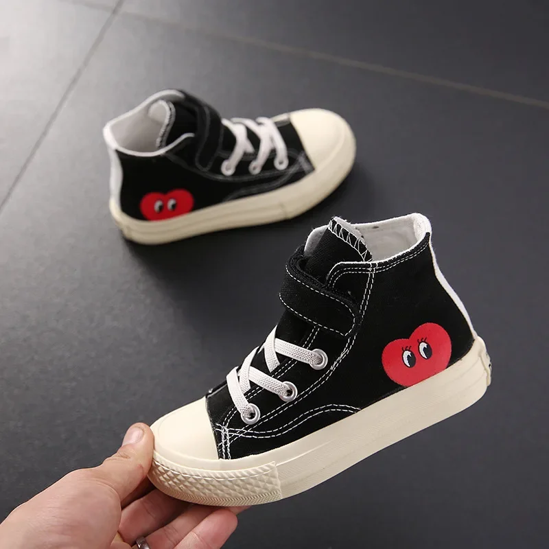 Scarpe di tela alte per bambini Toddler Kids leggero traspirante Lace Up Hook Loop Slip on Shoes Comfort Casual Board Shoes