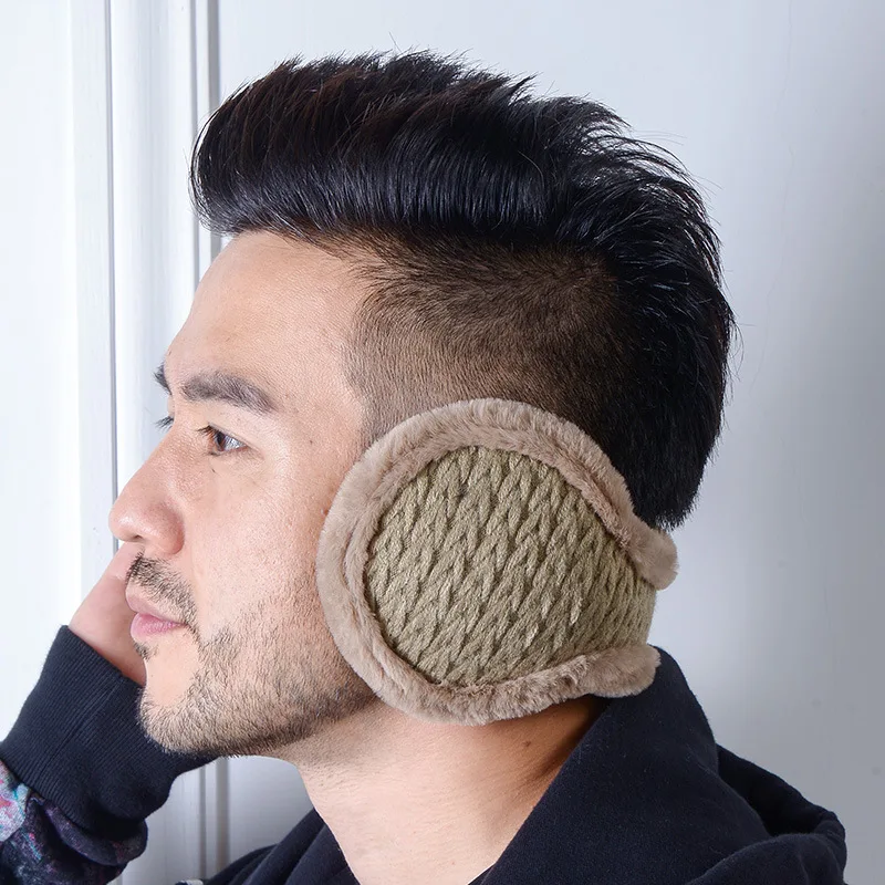 Winter knitted foldable warm earmuffs plush ear muffs twist ear warmers unisex rear-wearing ear protection