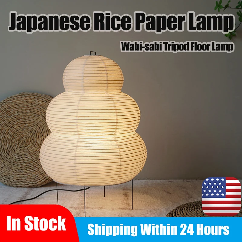 

Japanese Wabi-sabi Tripod Floor Lamp Rice Paper Lamp 3Color Dimming Standing Lamp Hotel Homestay Art Creative Decor Lamp