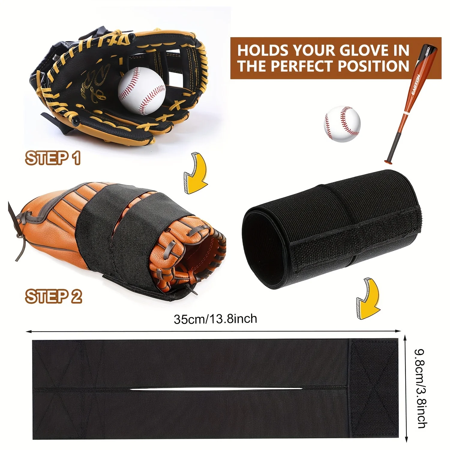 Glove Wrap, Softball and Baseball Glove Strap, Replace of Using Steam,  Quickly Keep The Pocket Formed, Easy Quick to Put On and