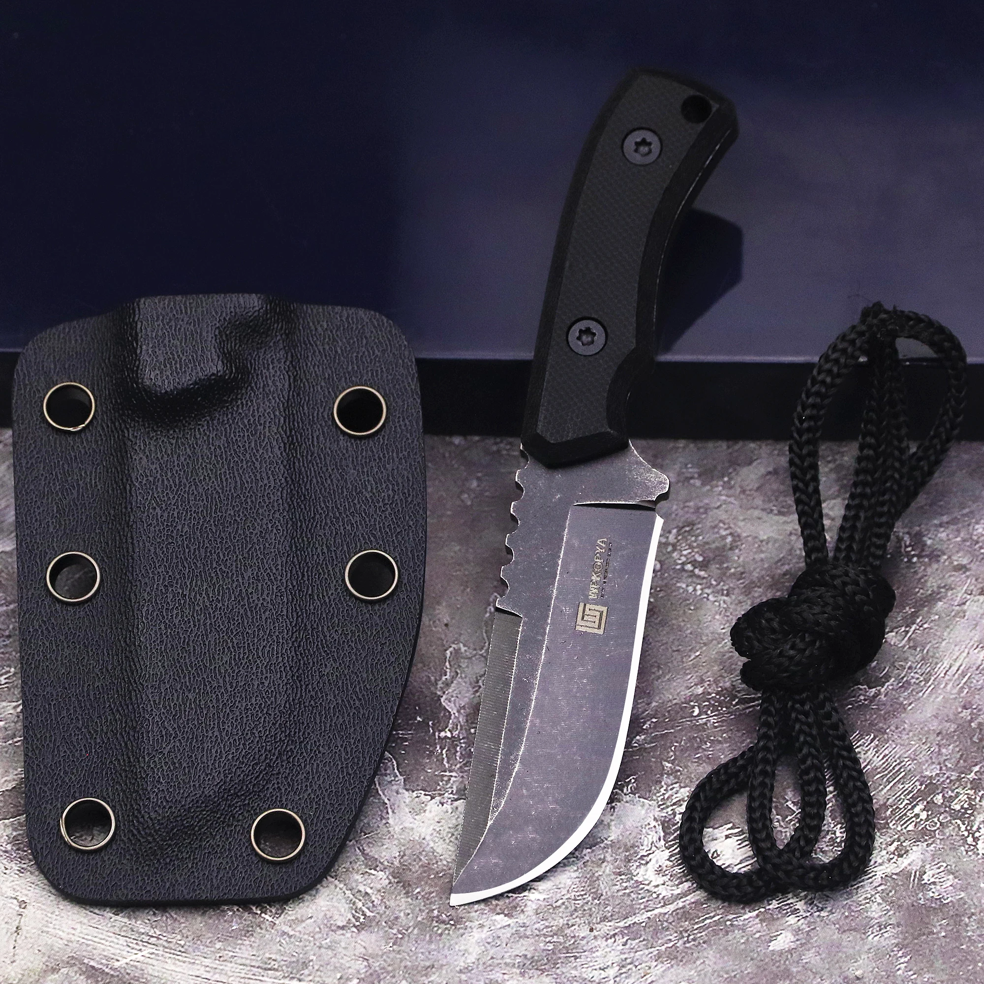 

WPKOPYA USA (Little Thunder) Full Tang outdoor mini straight knife +K sheath, outdoor hiking camping fishing EDC knife