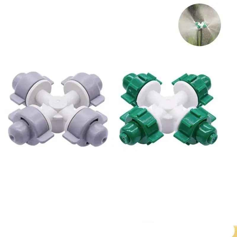 10pcs 1/4 Inch Light Green Mist Spray Nozzle With Connector For Garden Greenhouse Watering Cooling