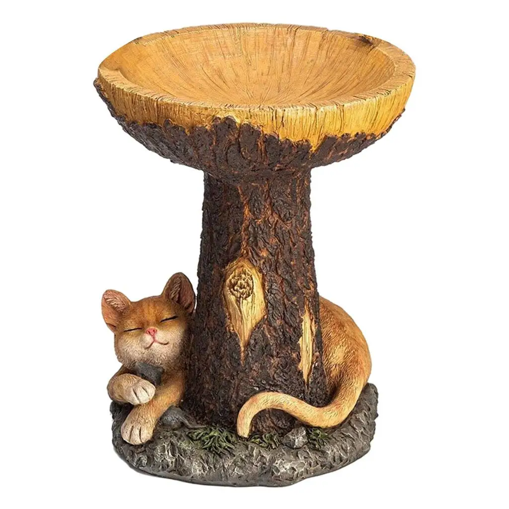 Resin Outdoor Bird Bath Decorative Yard Garden Decoration Cat Statue Sculpture Birdbath Tray Figurine Resin Outdoor Bird Bath Decorative Yard Garden Decoration Cat Statue Sculpture Birdbath Tray Figurine